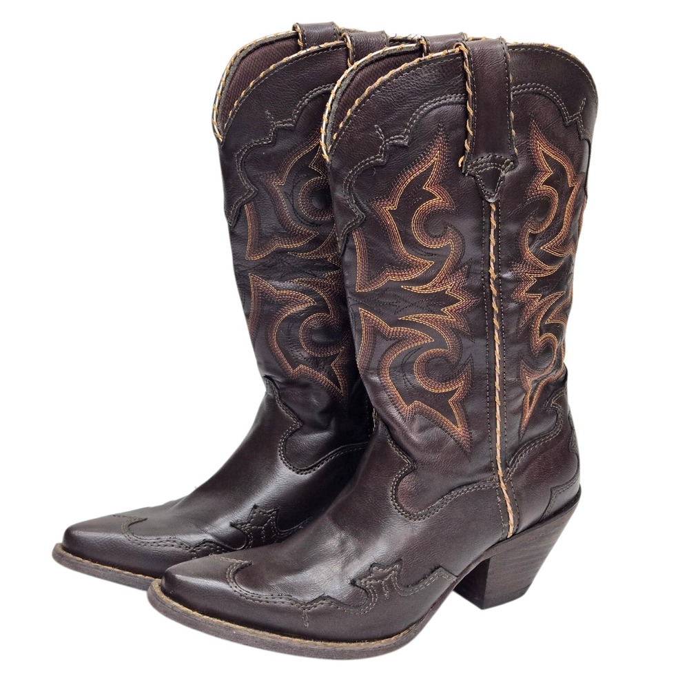 Durango Crush Womens 12" Western Boots Brown Leather Embroidered RD5512 7.5M